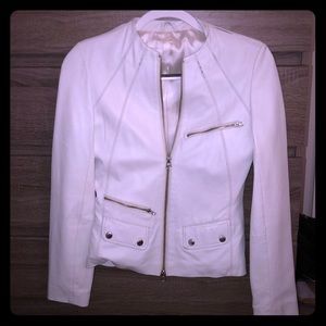 White Vintage leather biker jacket